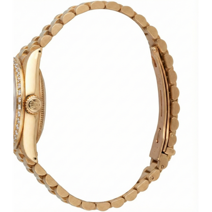 Diamond Bezel Rolex Datejust Watch Lady Presidential Style Gold