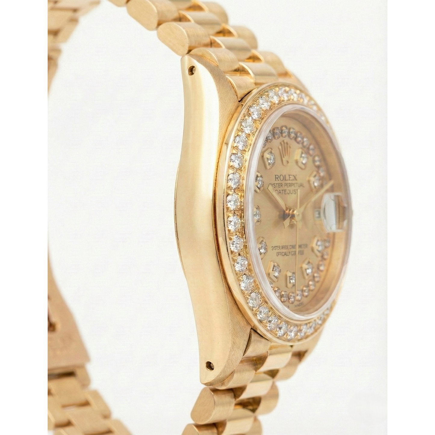 Diamond Bezel Rolex Dj Model President Style Watch Double Row Dial