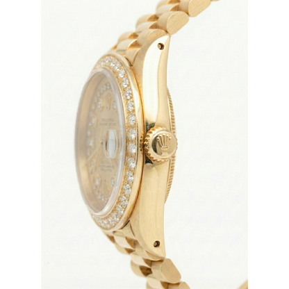 Diamond Bezel Rolex Dj Model President Style Watch Double Row Dial