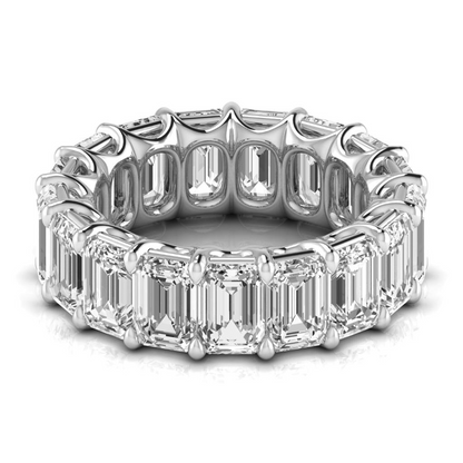 Diamond Emerald Eternity Band Lab Grown Wedding 12.75 Cts Gold 14K Jewelry