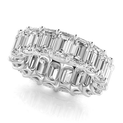 Diamond Emerald Eternity Band Lab Grown Wedding 12.75 Cts Gold 14K Jewelry