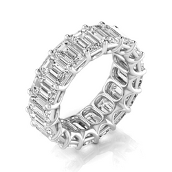 Diamond Emerald Eternity Band Lab Grown Wedding 12.75 Cts Gold 14K Jewelry