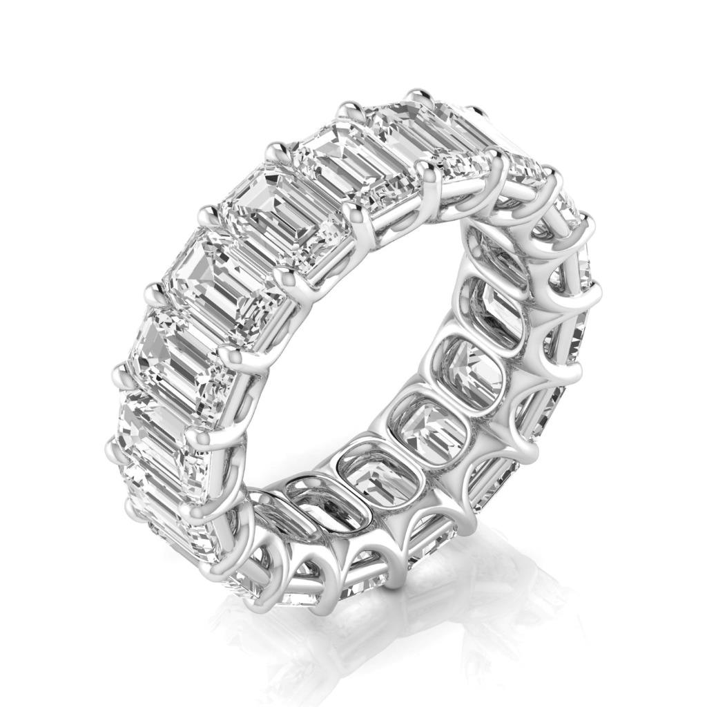 Diamond Emerald Eternity Band Lab Grown Wedding 12.75 Cts Gold 14K Jewelry