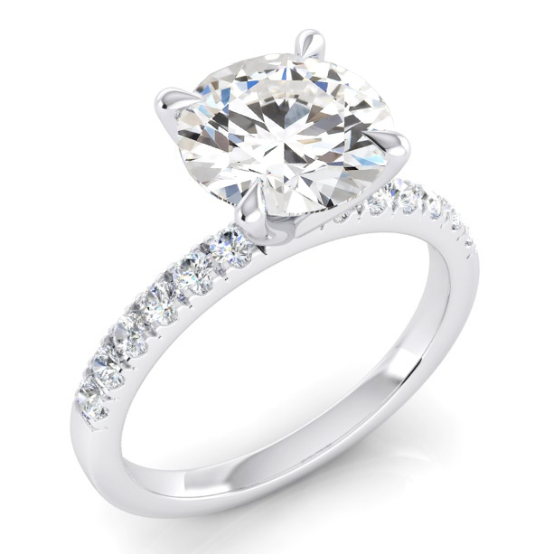 Diamond Engagement Ring 2.50 Carats Round Diamonds White Gold 14K