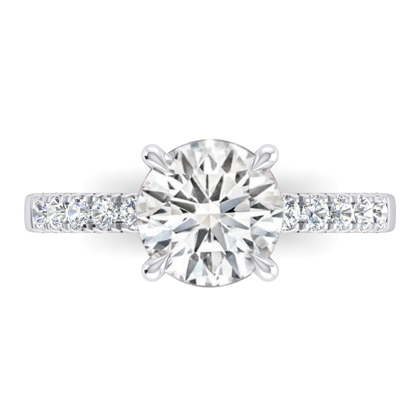 Diamond Engagement Ring 2.50 Carats Round Diamonds White Gold 14K