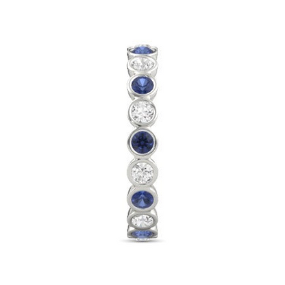 Diamond Eternity Band 2 Carat Bezel Set Round Blue Sapphire Ladies