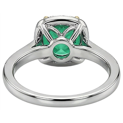 Natural Real ( Not Lab Grown ) Diamonds With Green Emerald GIA Ring Milgrain