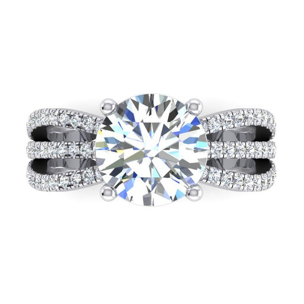 Diamonds Engagement Ring 5 Carats Triple Shank Pave White Gold 14K