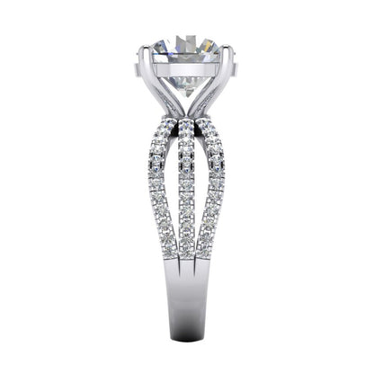 Diamonds Engagement Ring 5 Carats Triple Shank Pave White Gold 14K