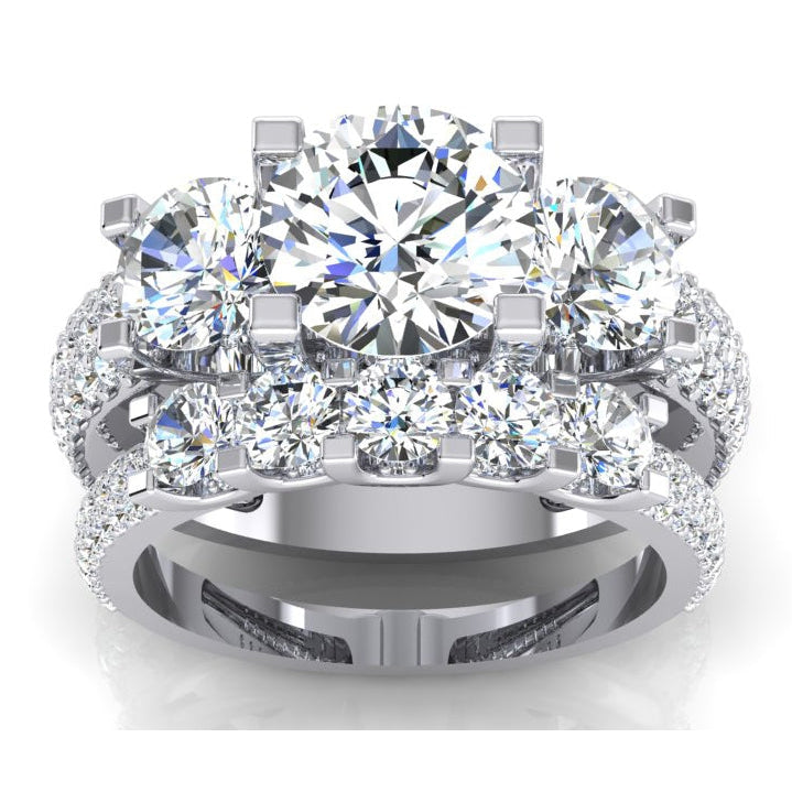 Diamonds Pave Engagement Ring 4.11 Carats White Gold 14K New