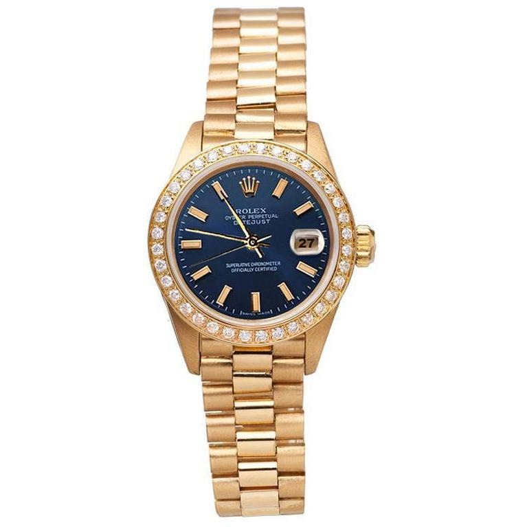 Presidential Style Watch Blue Stick Dial