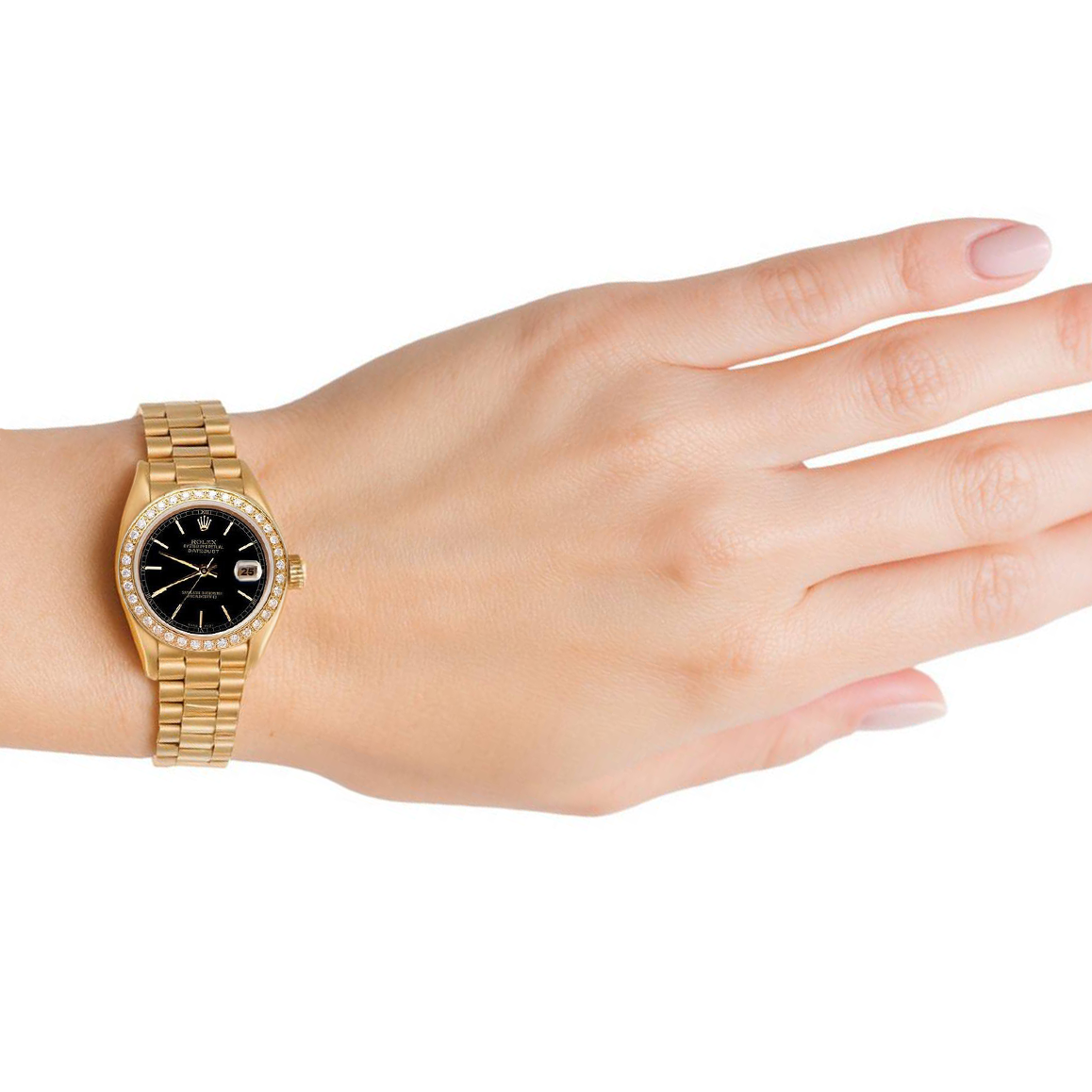 Dj Rolex Black Stick Dial Presidential Watch Gold Diamond Bezel