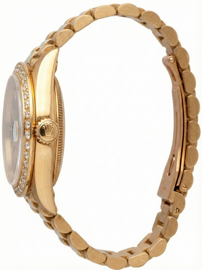 Dj Rolex Black Stick Dial Presidential Watch Gold Diamond Bezel