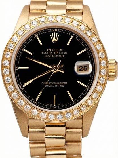 Dj Rolex Black Stick Dial Presidential Watch Gold Diamond Bezel