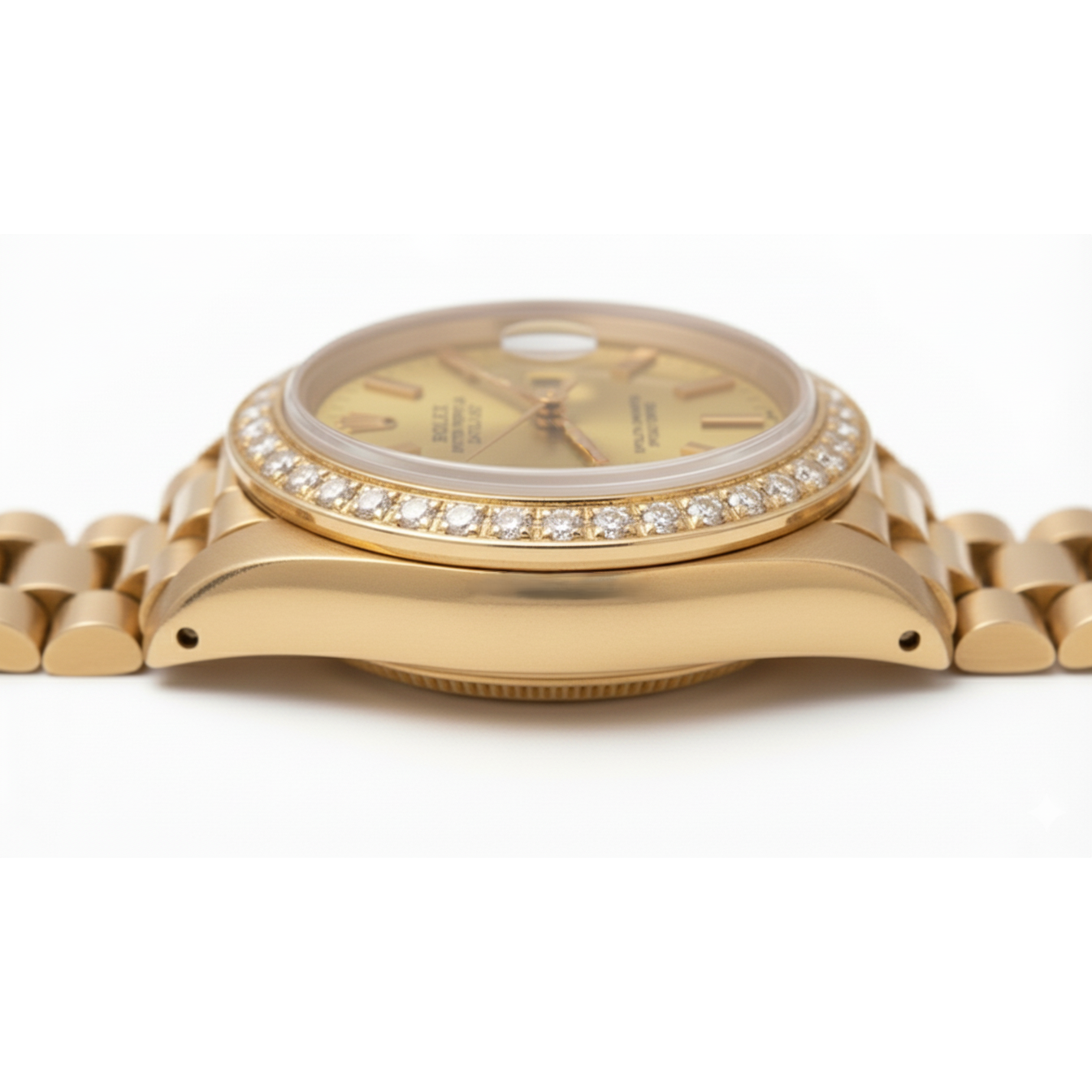 Dj Rolex Diamond Bezel Presidential Watch Champagne Stickdial Gold