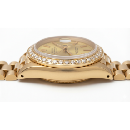 Dj Rolex Diamond Bezel Presidential Watch Champagne Stickdial Gold