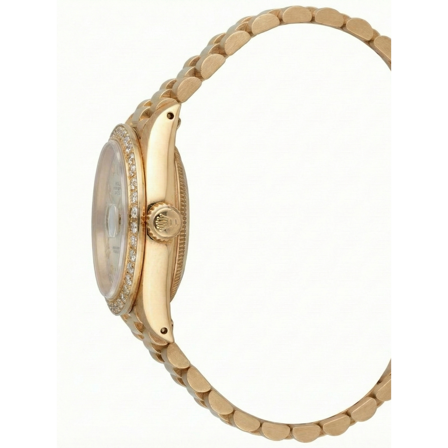 Dj Rolex Gold President Style Watch White Roman Dial Diamond Bezel