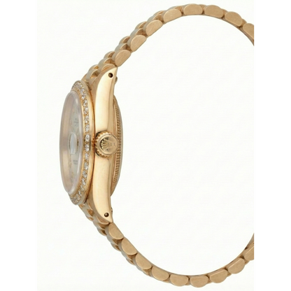 Dj Rolex Gold President Style Watch White Roman Dial Diamond Bezel