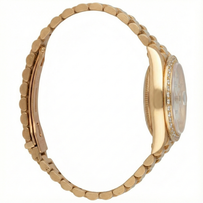 Dj Rolex Gold President Style Watch White Roman Dial Diamond Bezel