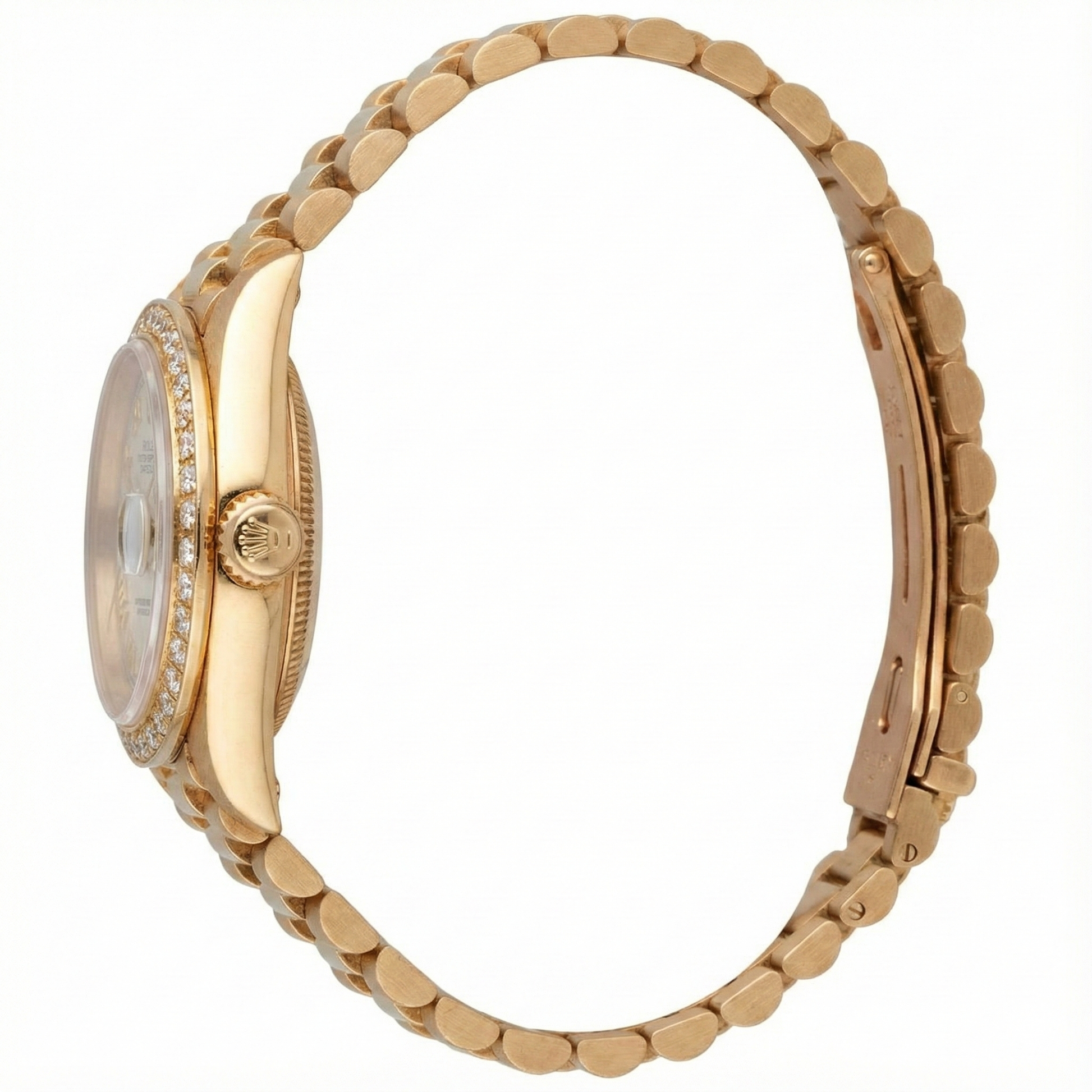 Dj Rolex Gold President Style Watch White Roman Dial Diamond Bezel