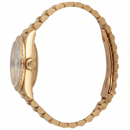 Dj Rolex Gold President Style Watch White Roman Dial Diamond Bezel