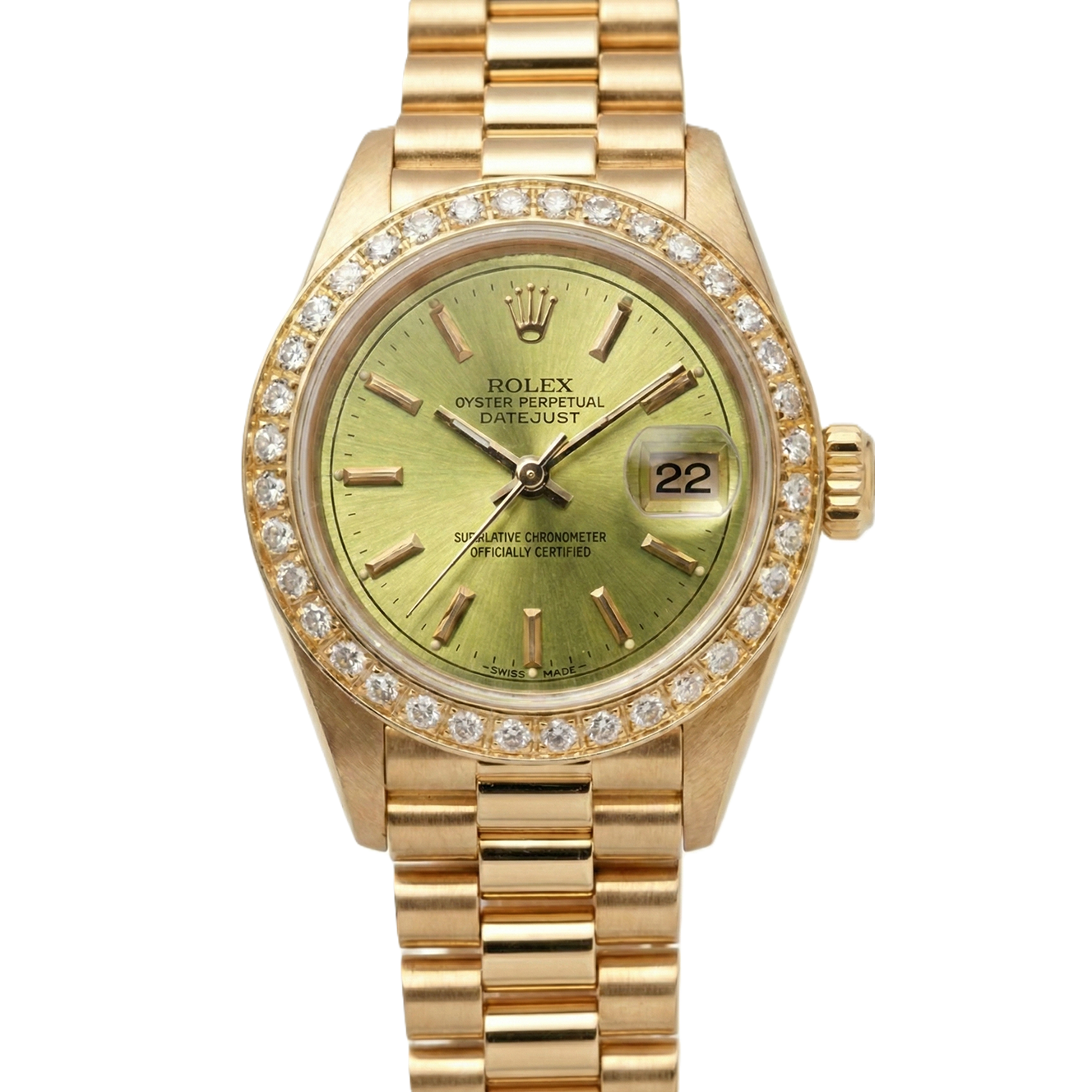 Dj Rolex Presidential Style Diamond Dial Champagne Stick Dial