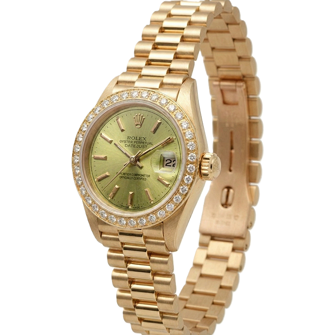Dj Rolex Presidential Style Diamond Dial Champagne Stick Dial