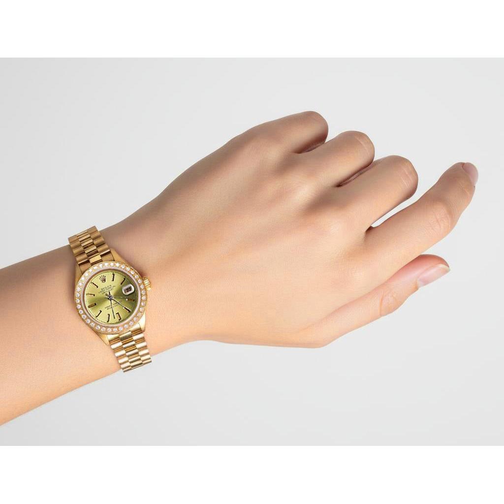 Dj Rolex Presidential Style Diamond Dial Champagne Stick Dial G P2