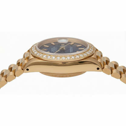 Dj Rolex Presidential Style Watch Blue Stick Dial Diamond Bezel