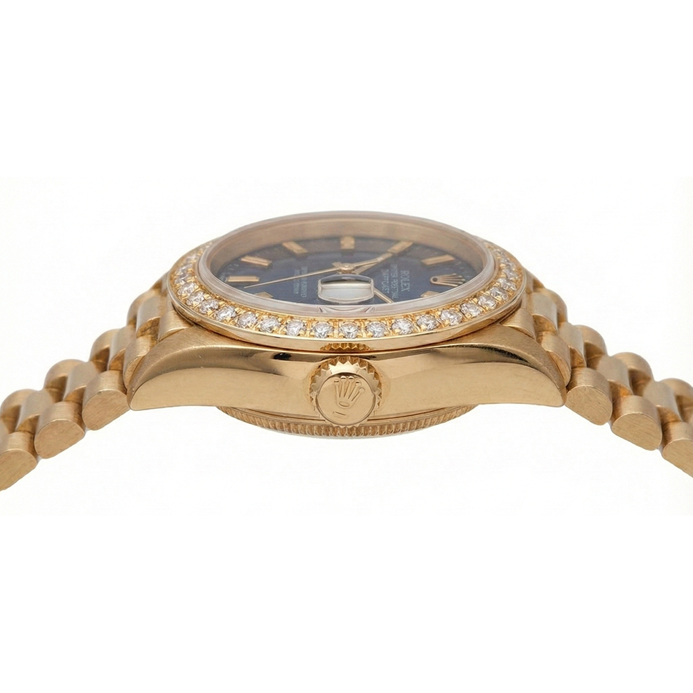 Dj Rolex Presidential Style Watch Blue Stick Dial Diamond Bezel
