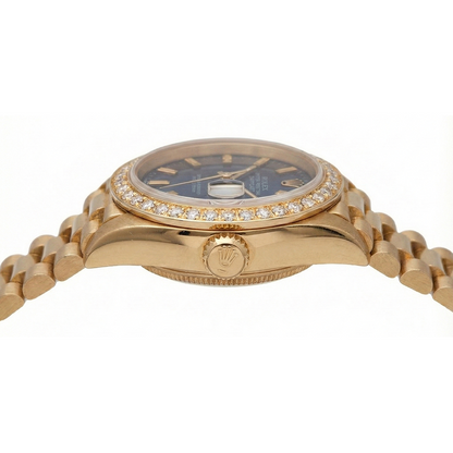 Dj Rolex Presidential Style Watch Blue Stick Dial Diamond Bezel