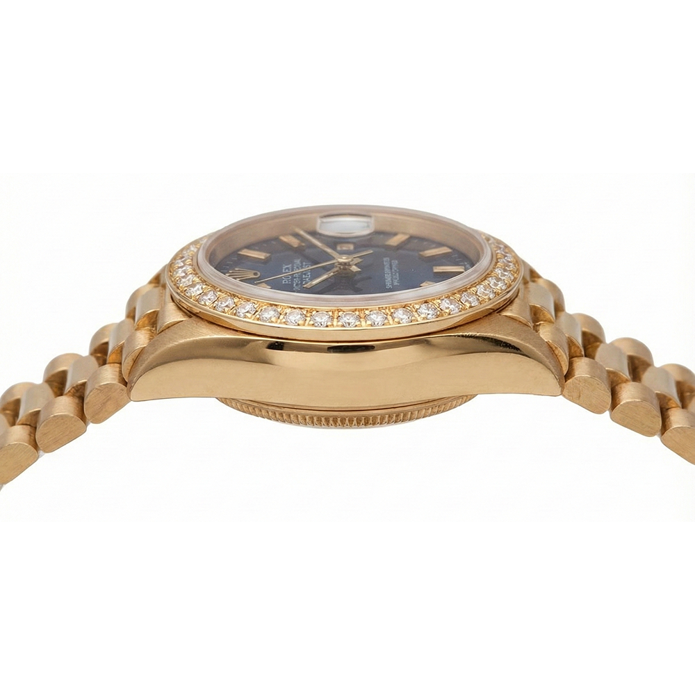 Dj Rolex Presidential Style Watch Blue Stick Dial Diamond Bezel