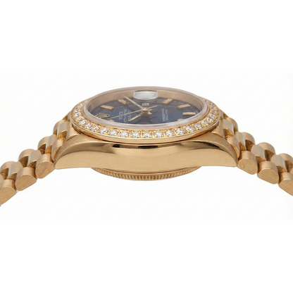 Dj Rolex Presidential Style Watch Blue Stick Dial Diamond Bezel