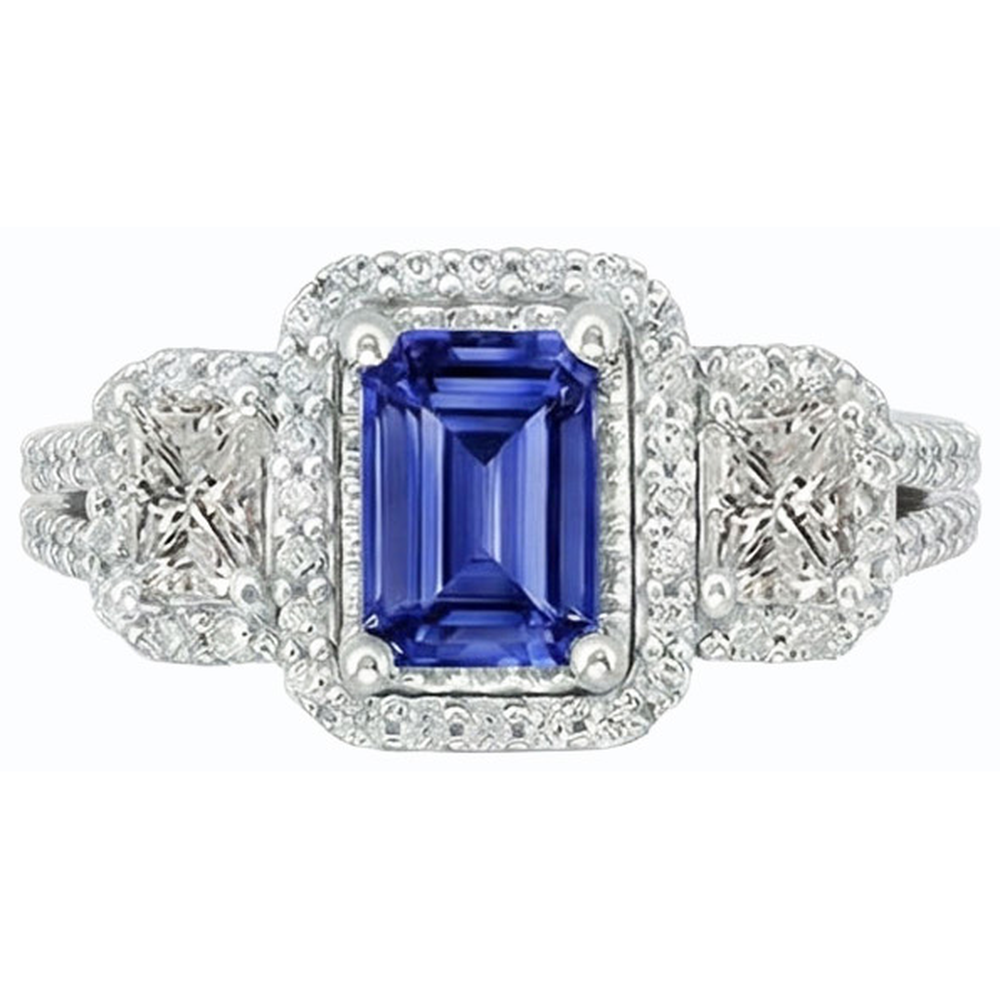 natural emerald sapphire 3.50ct ring top view