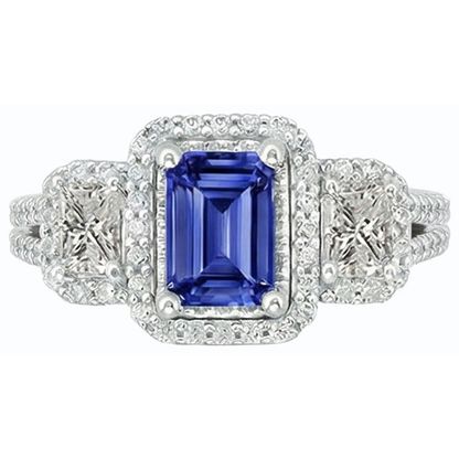 natural emerald sapphire 3.50ct ring top view