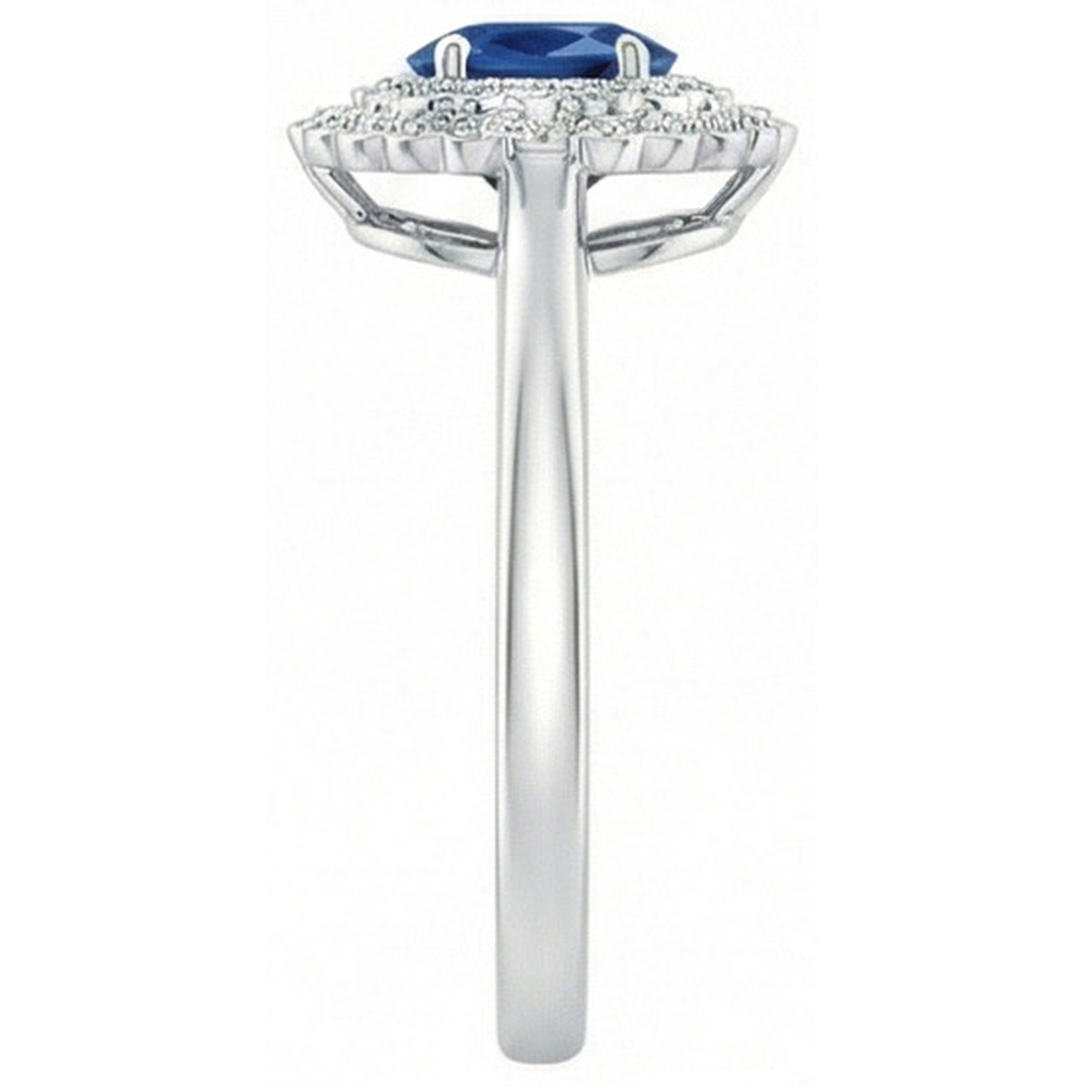 Double Halo Blue Sapphire With Natural Earth Mined Diamonds Ring 3.25 Carats