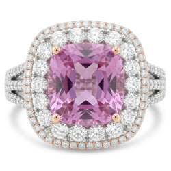 Double Halo Kunzite Ring