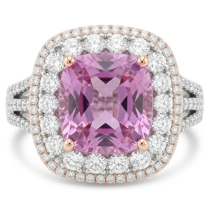 Double Halo Kunzite Ring