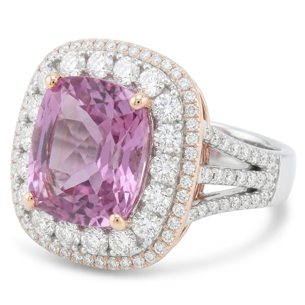 Double Halo Kunzite Ring