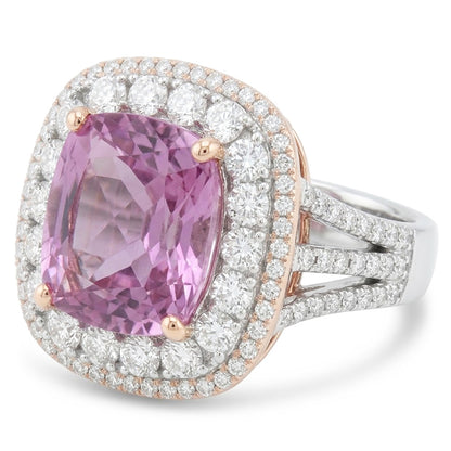 Double Halo Kunzite Ring