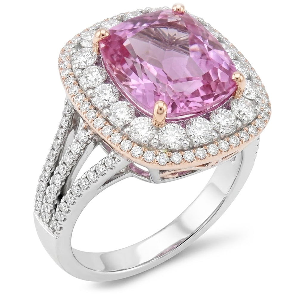 Double Halo Kunzite Ring