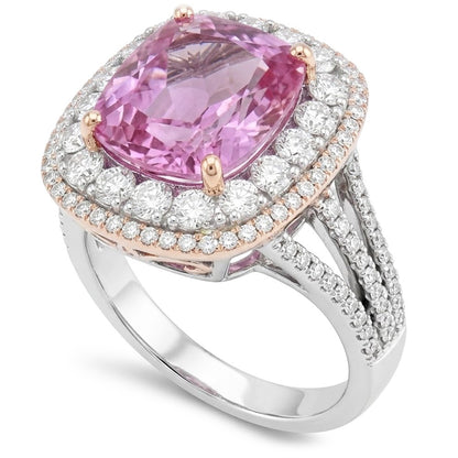 Double Halo Kunzite Ring