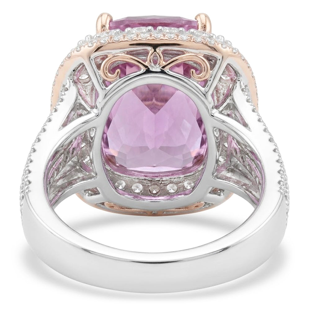 Double Halo Kunzite Ring