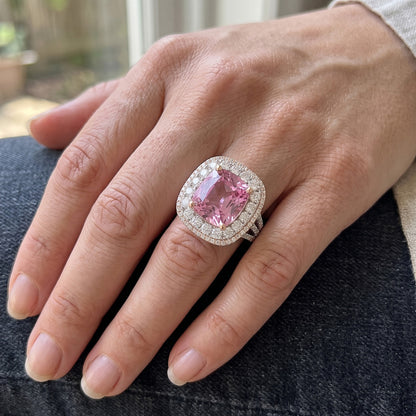 Double Halo Kunzite Ring