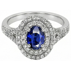 Natural Sapphire Ring 11.25ct - White Gold 14K