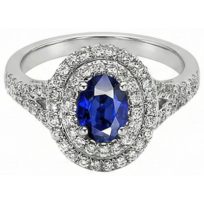 natural round sapphire 11.25ct ring close up detail