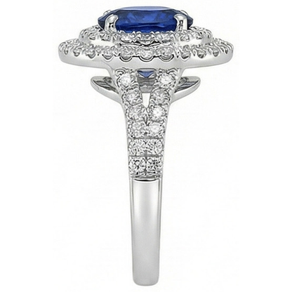 natural round sapphire 11.25ct ring with diamond accents