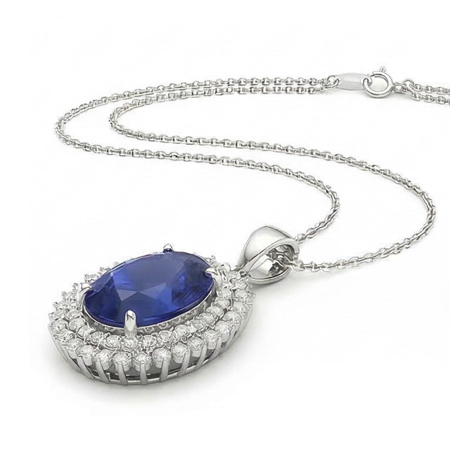 lab grown round sapphire 4.75ct pendant profile view