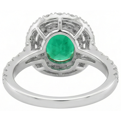Natural Real ( Not Lab Grown ) Double Halo Ring Green Emerald GIA Wedding Jewelry