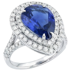 Natural Sapphire Ring 6.50ct - White Gold 14K